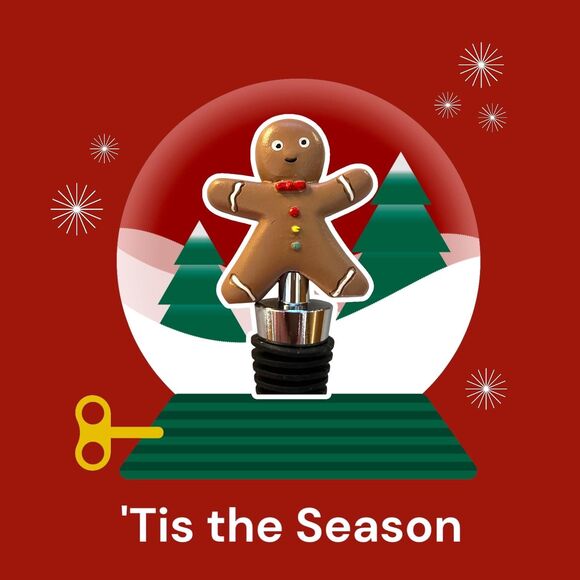 Whimsical Christmas Wine Stopper - Gingerbread Man Home Accent - Picture 3 of 5